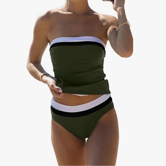 Other - Olive Green Strapless Swim Set